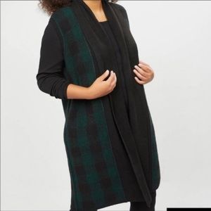 Lane Bryant Green Buffalo Check Sweater Vest